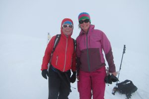 Ski touring with other like-minded pregnant women, here with Zoe Hart Ski touring with other like-minded pregnant women, here with Zoe Hart